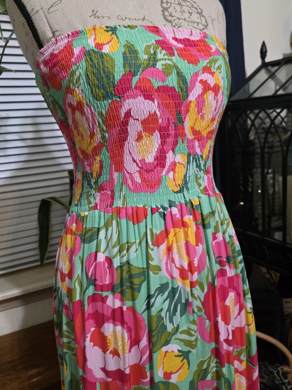 Abel The Label Smocked Strapless Floral Maxi Dress in Tiered Flowy Boho - Picture 2 of 10